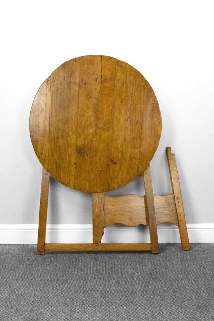 Rustic Oak Oval Folding Table with Shaped Stretcher Number Eight Prop